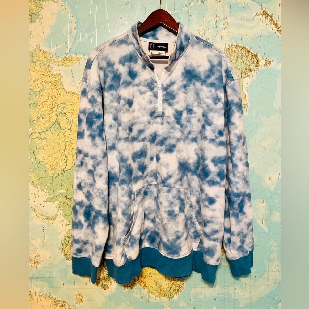 Half Zip Tie Dye Pull Over Long Sleeve Shirt - Size Large